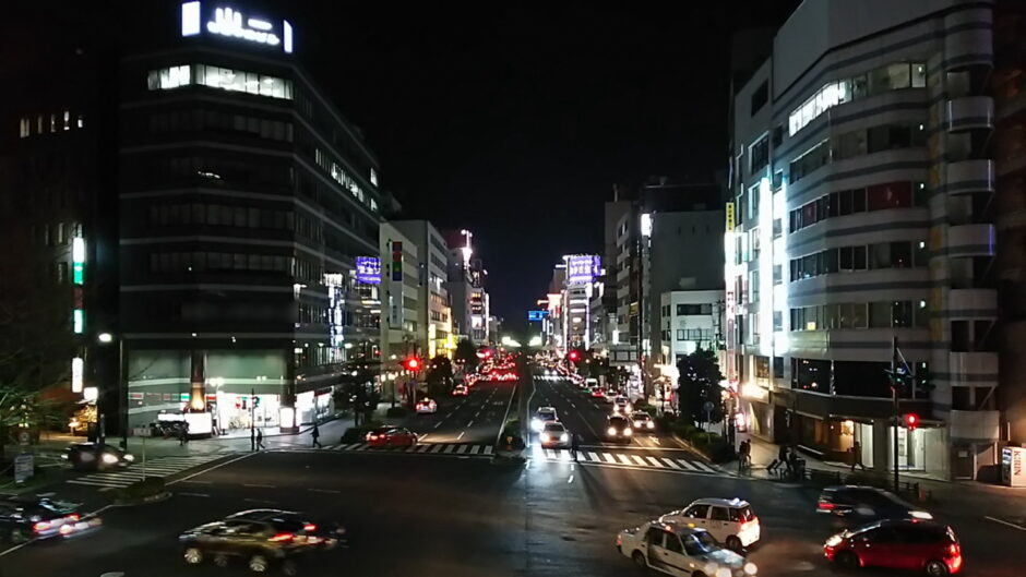 泊りに出かけた仙台市の夜の風景